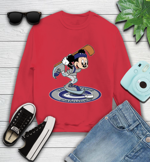 NHL Hockey Vancouver Canucks Cheerful Mickey Disney Shirt Youth Sweatshirt 8
