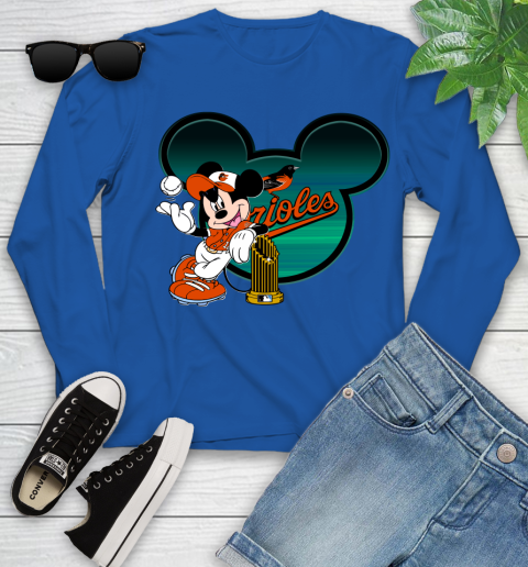 MLB Baltimore Orioles The Commissioner's Trophy Mickey Mouse Disney Youth Long Sleeve 9
