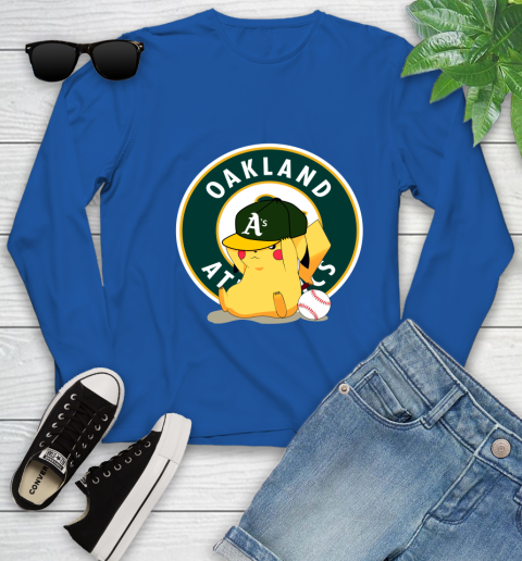 MLB Pikachu Baseball Sports Oakland Athletics Youth Long Sleeve 9