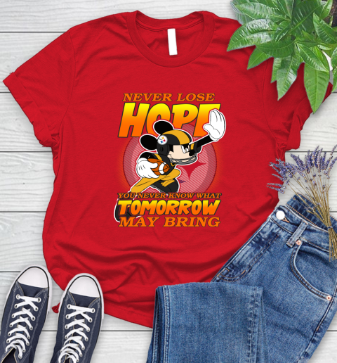 Pittsburgh Steelers NFL Football Mickey Disney Never Lose Hope Women's T-Shirt - Image 14