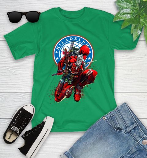 NBA Deadpool Marvel Comics Sports Basketball Philadelphia 76ers Youth T-Shirt 6