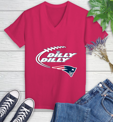 NFL New England Patriots Dilly Dilly Football Sports Women's V-Neck T-Shirt 9