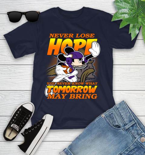 Minnesota Vikings NFL Football Mickey Disney Never Lose Hope Youth T-Shirt 2