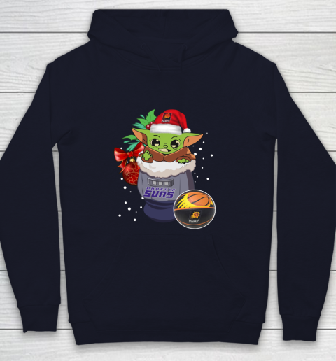 Phoenix Suns Christmas Baby Yoda Star Wars Funny Happy NBA Youth Hoodie 3