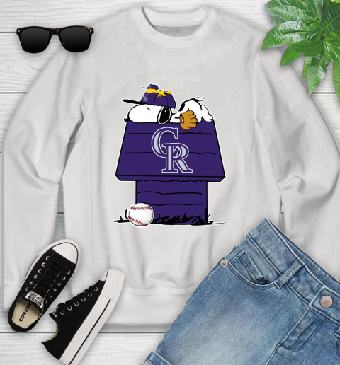 MLB Colorado Rockies Snoopy Woodstock The Peanuts Movie Baseball T Shirt Youth Sweatshirt