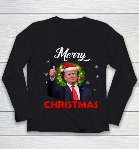 Santa Trump Christmas Shirt Merry Christmas Youth Long Sleeve