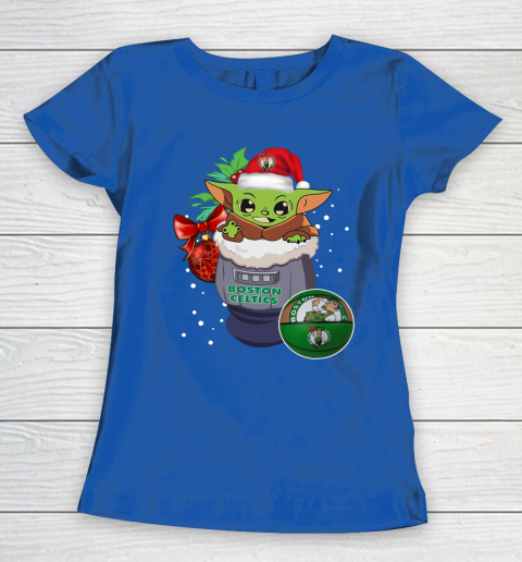 Boston Celtics Christmas Baby Yoda Star Wars Funny Happy NBA Women's T-Shirt 9