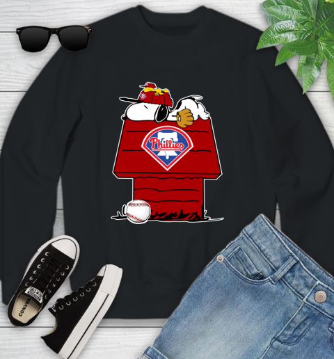 MLB Philadelphia Phillies Snoopy Woodstock The Peanuts Movie Baseball T Shirt_000 Youth Sweatshirt 2