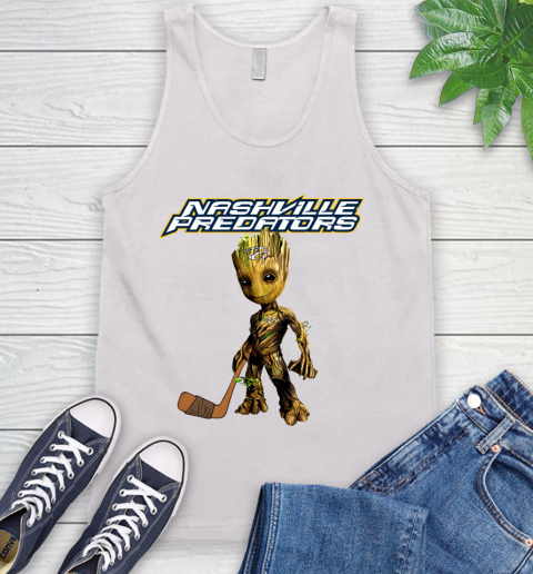 Nashville Predators NHL Hockey Groot Marvel Guardians Of The Galaxy Tank Top