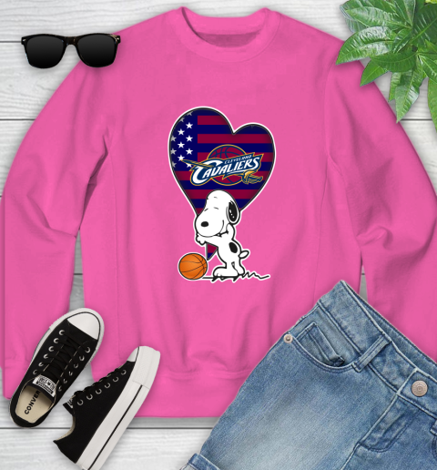 Cleveland Cavaliers NBA Basketball The Peanuts Movie Adorable Snoopy Youth Sweatshirt 7