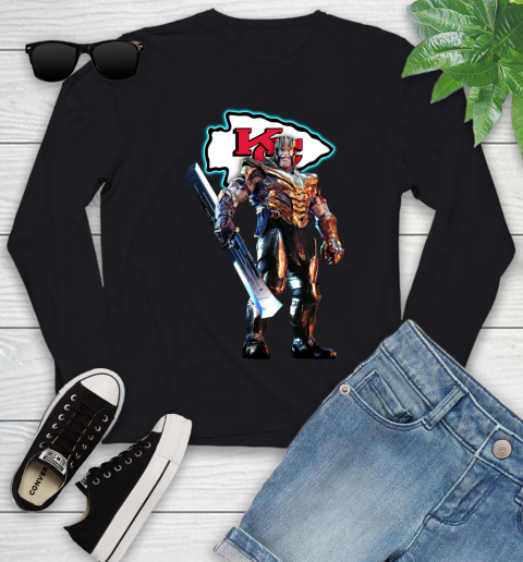 NFL Thanos Gauntlet Avengers Endgame Football Kansas City Chiefs Youth Long Sleeve 2
