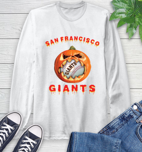 MLB San Francisco Giants Halloween Pumpkin Baseball Sports Long Sleeve T-Shirt