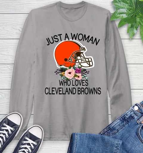 NFL Just A Woman Who Loves Cleveland Browns Football Sports Long Sleeve T-Shirt 4