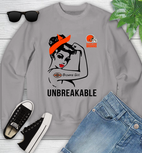 NFL Cleveland Browns Girl Unbreakable Football Sports Youth Sweatshirt 2