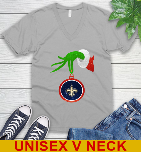 New Orleans Saints Grinch Merry Christmas NFL Football V-Neck T-Shirt 4