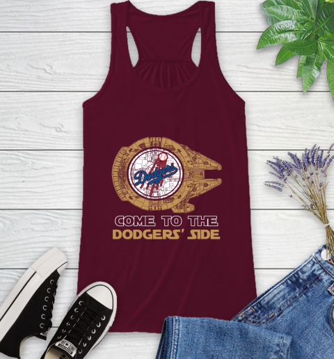 MLB Come To The Los Angeles Dodgers Side Star Wars Baseball Sports Racerback Tank 2