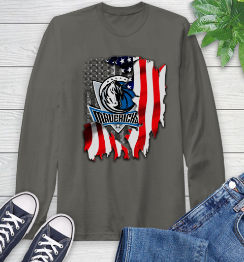 Dallas Mavericks NBA Basketball American Flag Long Sleeve T-Shirt 9