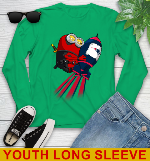 NFL Football New England Patriots Deadpool Minion Marvel Shirt Youth Long Sleeve 7
