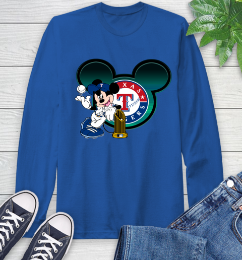 MLB Texas Rangers The Commissioner's Trophy Mickey Mouse Disney Long Sleeve T-Shirt 9