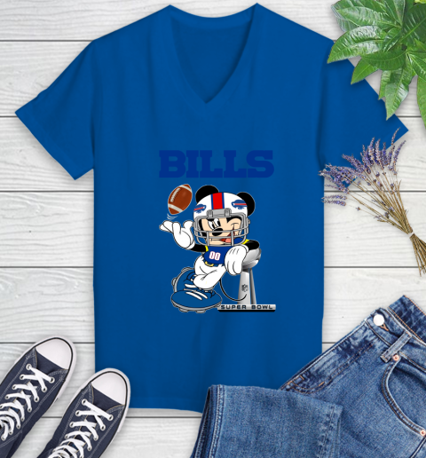 NFL Buffalo Bills Mickey Mouse Disney Super Bowl Football T Shirt Women's V-Neck T-Shirt 10