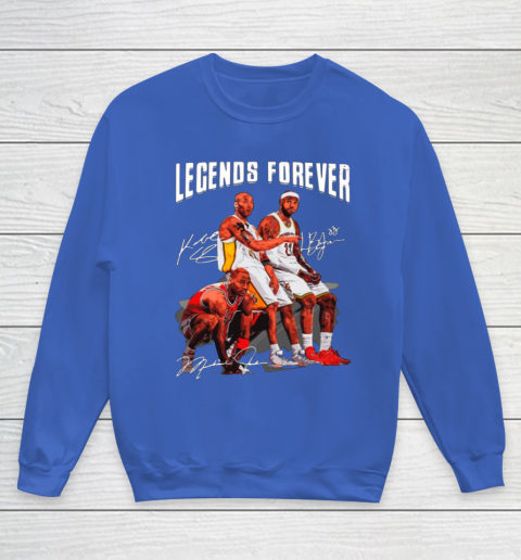 Kobe Bryant Lebron James And Michael Jordan Legends Forever Signatures Youth Sweatshirt 6