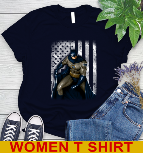 Los Angeles Rams NFL Football Batman DC American Flag Shirt Women's T-Shirt 2