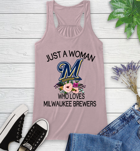 MLB Just A Woman Who Loves Milwaukee Brewers Baseball Sports Racerback Tank 5