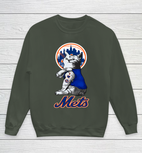 MLB Baseball My Cat Loves New York Mets Youth Sweatshirt 8