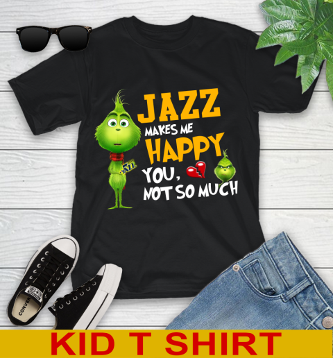 NBA Utah Jazz Makes Me Happy You Not So Much Grinch Basketball Sports Youth T-Shirt