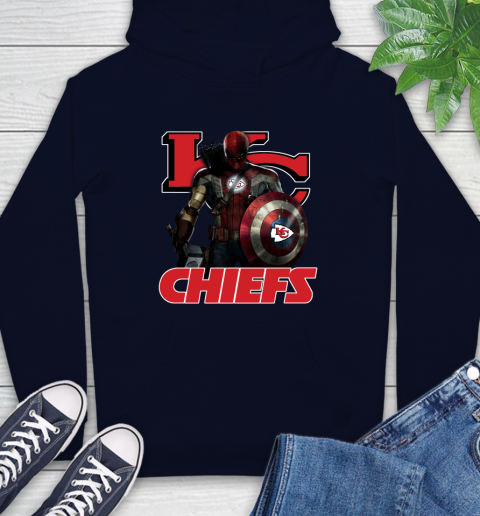 NFL Captain America Thor Spider Man Hawkeye Avengers Endgame Football Kansas City Chiefs Hoodie 4