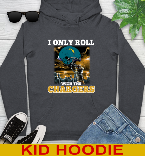 Los Angeles Chargers NFL Football I Only Roll With My Team Sports Youth Hoodie 9