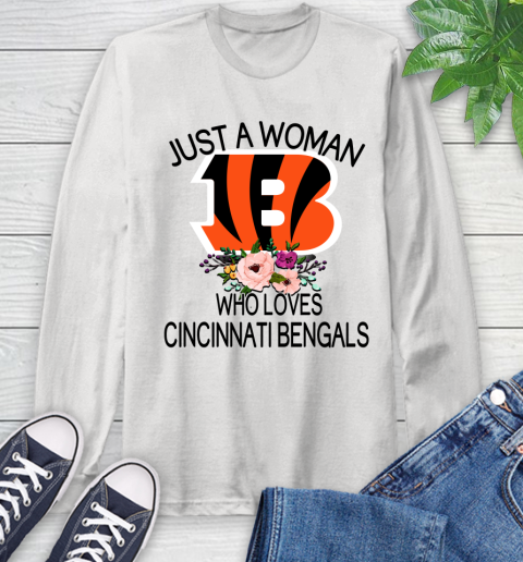 NFL Just A Woman Who Loves Cincinnati Bengals Football Sports Long Sleeve T-Shirt
