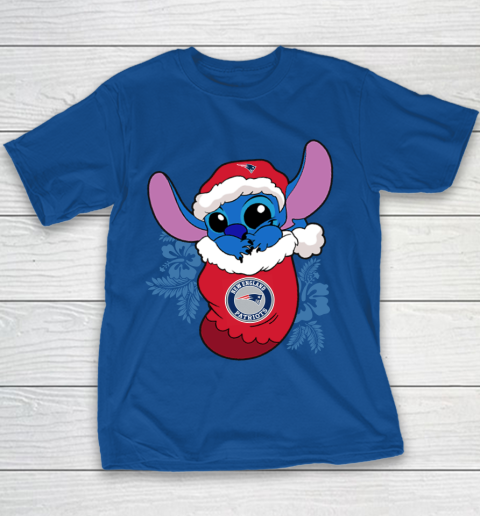 New England Patriots Christmas Stitch In The Sock Funny Disney NFL Youth T-Shirt 8