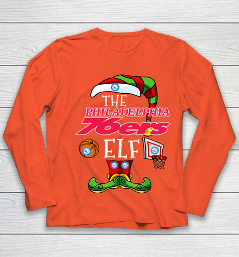 Philadelphia 76ers Christmas ELF Funny NBA Youth Long Sleeve 3
