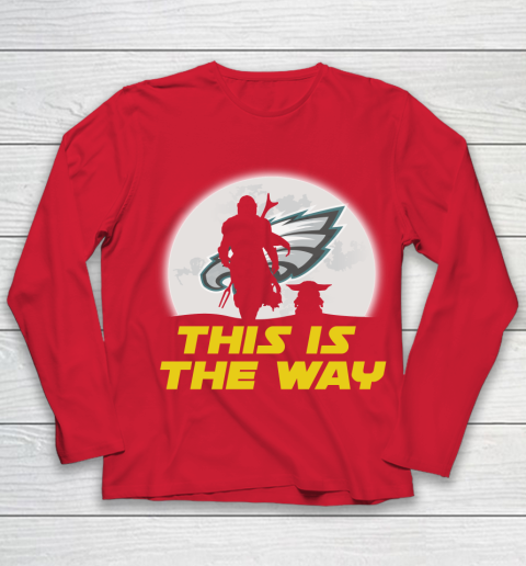 Philadelphia Eagles NFL Football Star Wars Yoda And Mandalorian This Is The Way Youth Long Sleeve 8