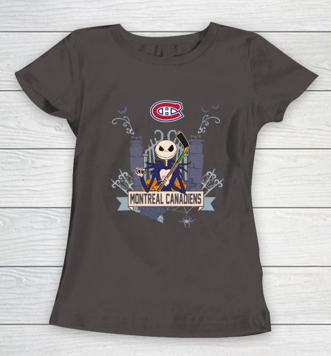 NHL Montreal Canadiens Hockey Jack Skellington Halloween Women's T-Shirt 7