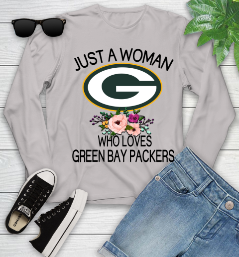 NFL Just A Woman Who Loves Green Bay Packers Football Sports Youth Long Sleeve 9