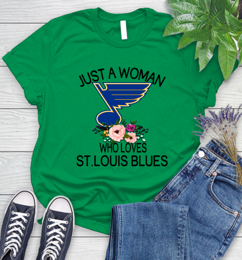 NHL Just A Woman Who Loves St.Louis Blues Hockey Sports Women's T-Shirt 4