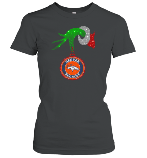 Grinch Hand Holding Denver Broncos Christmas T Women's T-Shirt