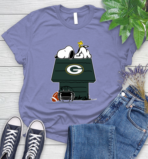 Green Bay Packers NFL Football Snoopy Woodstock The Peanuts Movie Women's T-Shirt 11
