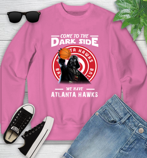 NBA Come To The Dark Side We Have Atlanta Hawks Star Wars Darth Vader Basketball Youth Sweatshirt 6