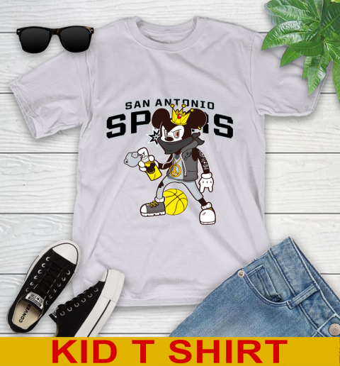 San Antonio Spurs NBA Basketball Mickey Peace Sign Sports Youth T-Shirt 5
