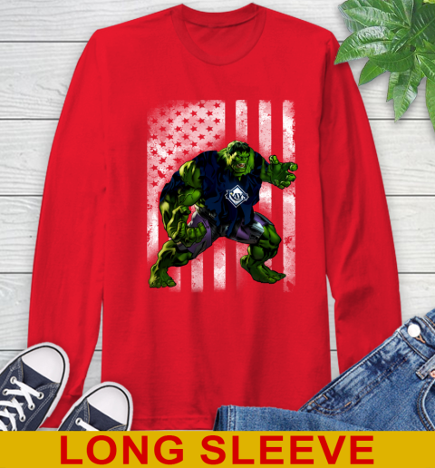 Tampa Bay Rays Hulk Marvel Avengers MLB Baseball American Flag Long Sleeve T-Shirt 12
