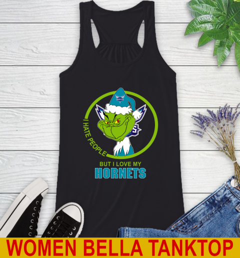 Charlotte Hornets NBA Christmas Grinch I Hate People But I Love My Favorite Basketball Team Racerback Tank 2