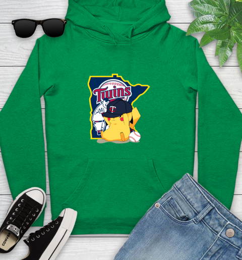MLB Pikachu Baseball Sports Minnesota Twins Youth Hoodie 7