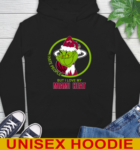 Miami Heat NBA Christmas Grinch I Hate People But I Love My Favorite Basketball Team Hoodie 2