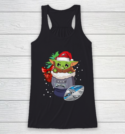 Philadelphia Eagles Christmas Baby Yoda Star Wars Funny Happy NFL Racerback Tank