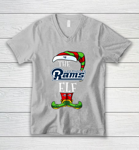 Los Angeles Rams Christmas ELF Funny NFL V-Neck T-Shirt 3
