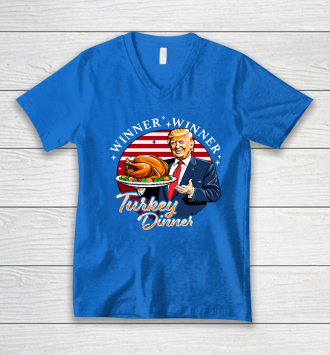 Humor Funny Trump Winner Winner Turkey Dinner Thanksgiving V-Neck T-Shirt 4