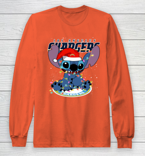 Los Angeles Chargers NFL Football noel stitch Christmas Long Sleeve T-Shirt 3